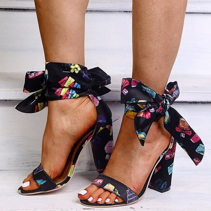 Print exchange strappy sandals