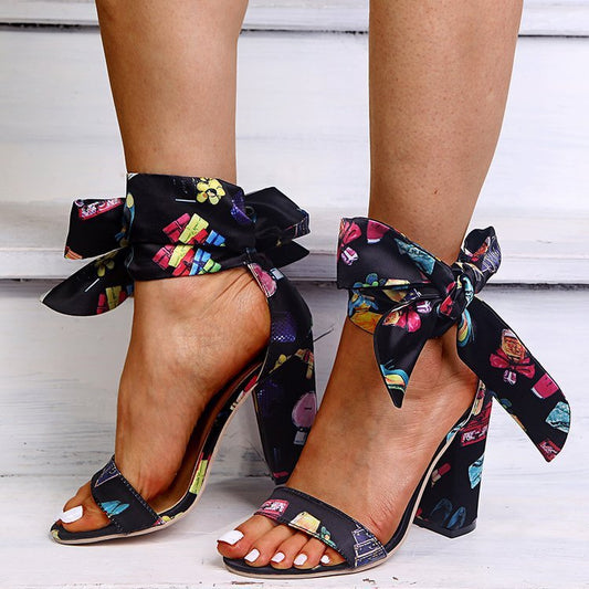 Print exchange strappy sandals